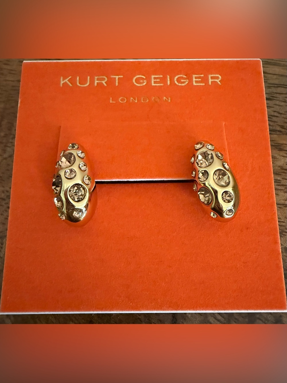 Kurt Geiger Gold-Tone Bombay Pave Cubic Zirconia Hoop Earrings NWT - Picture 3 of 6